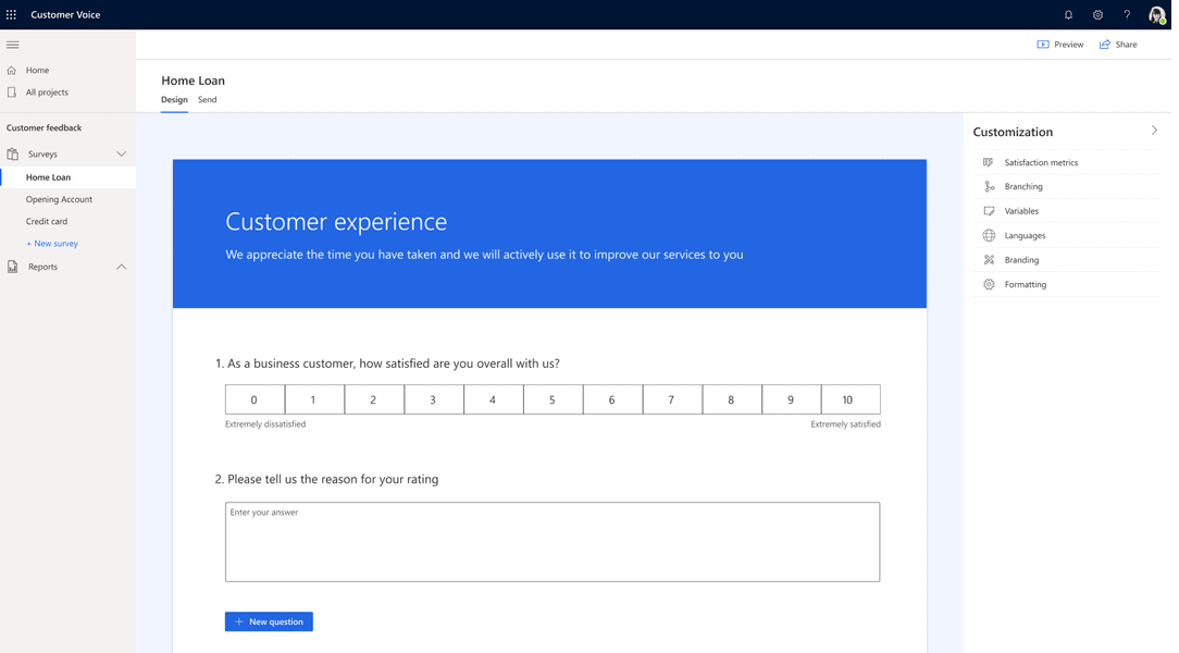 Dynamics 365 Customer Voice collect customer data