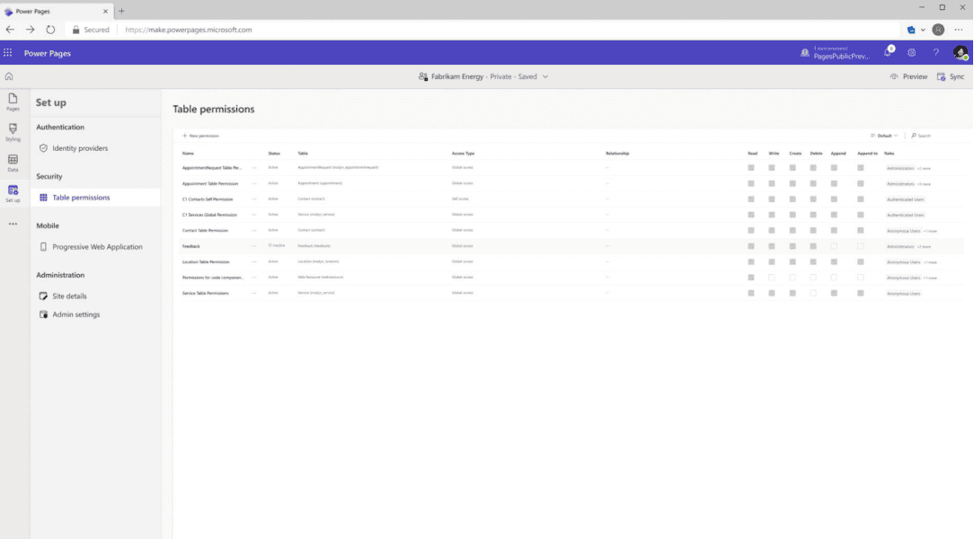 Power Pages User role Security and Permissions