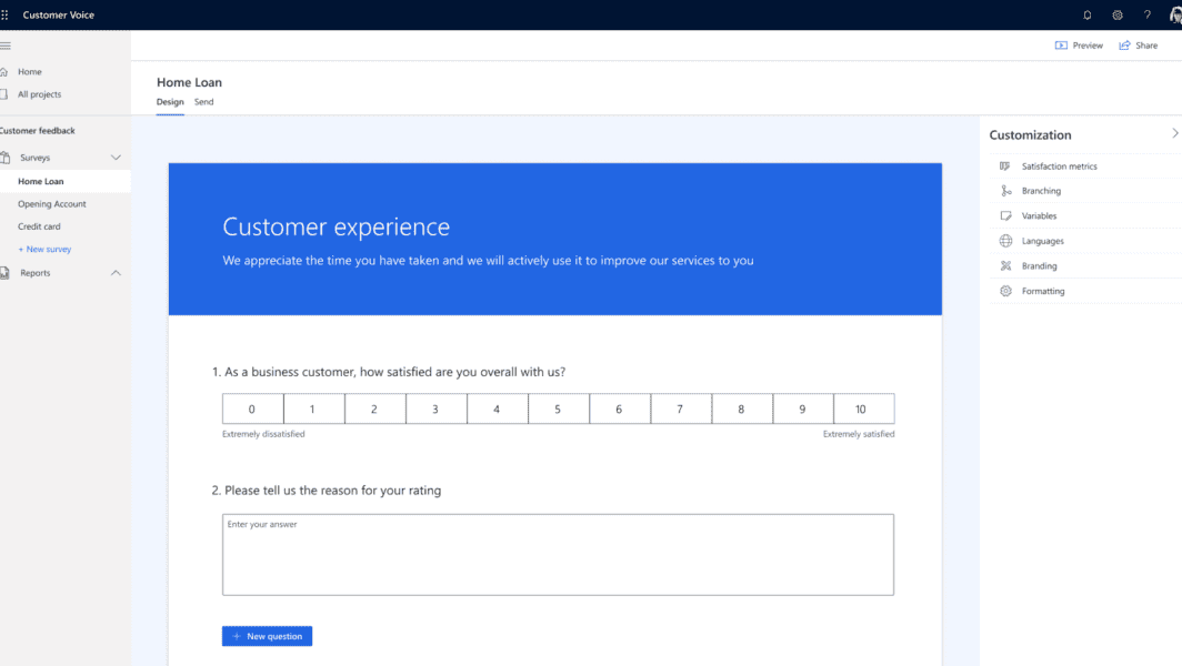 Dynamics 365 Customer Voice Survey Creation