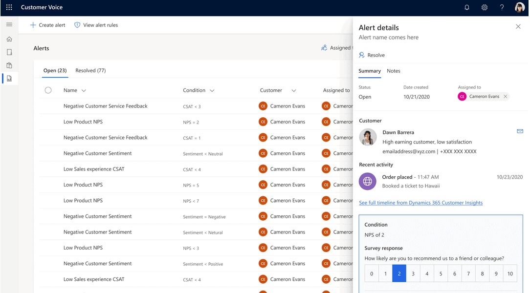 Take proactive action with Dynamics Customer Voice